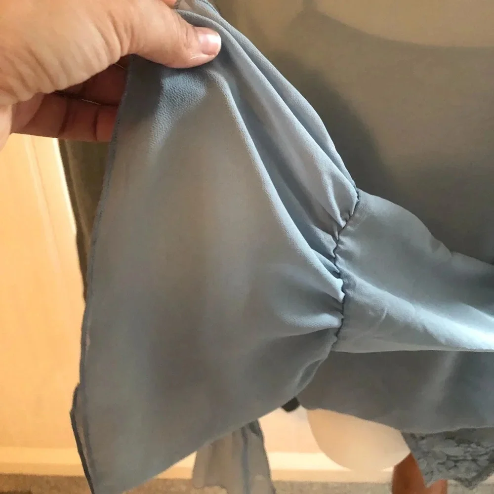 Free People Light‎ Blue Bodysuit - Sheer and Lace